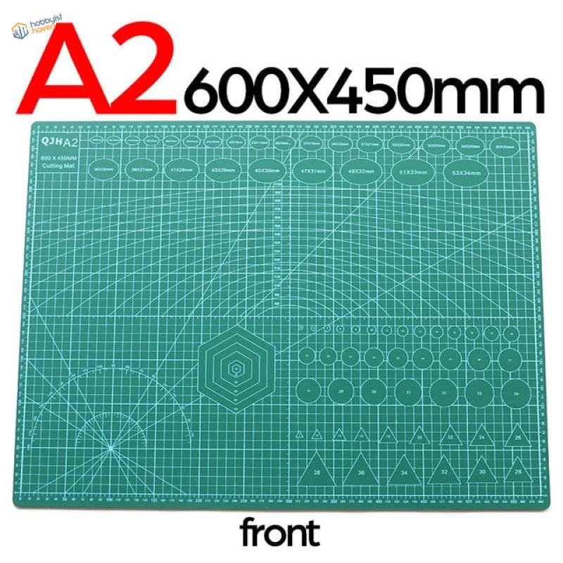 A2 green self-healing cutting mat with grid lines and guides