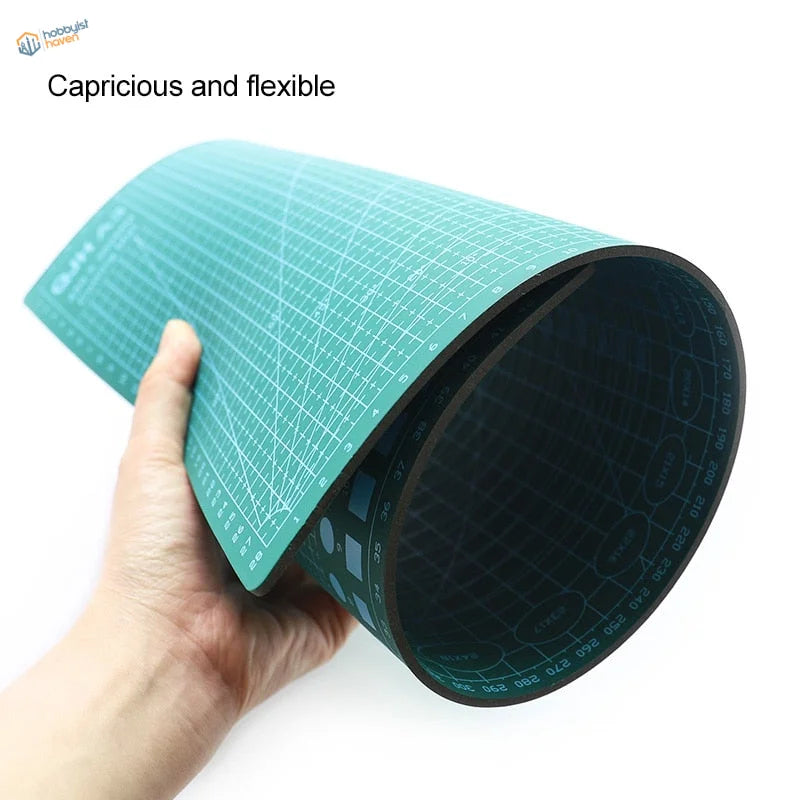 Flexible teal self-healing cutting mat with grid for A1 A2 A3 A4 sizes