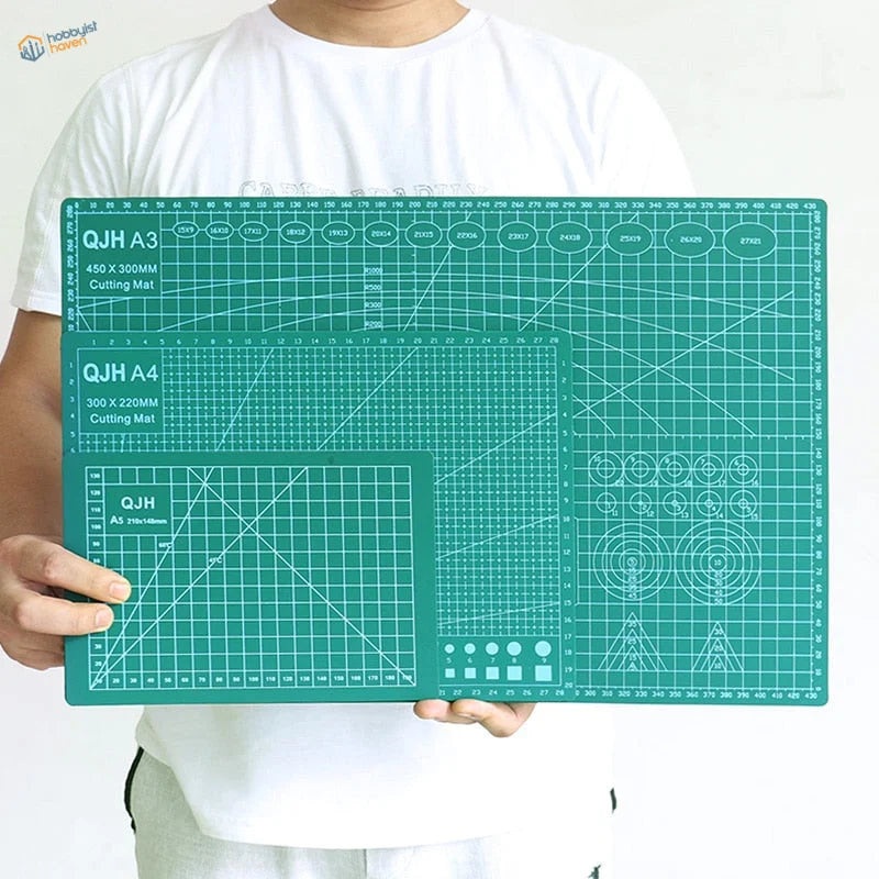 Green qjh self-healing cutting mat with grid lines for A1 A2 A3 A4 sizes