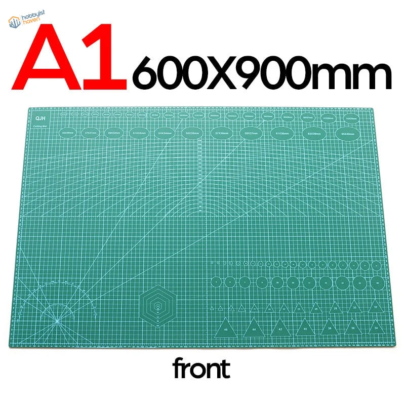 A1 green self-healing cutting mat with grid and measurement markings