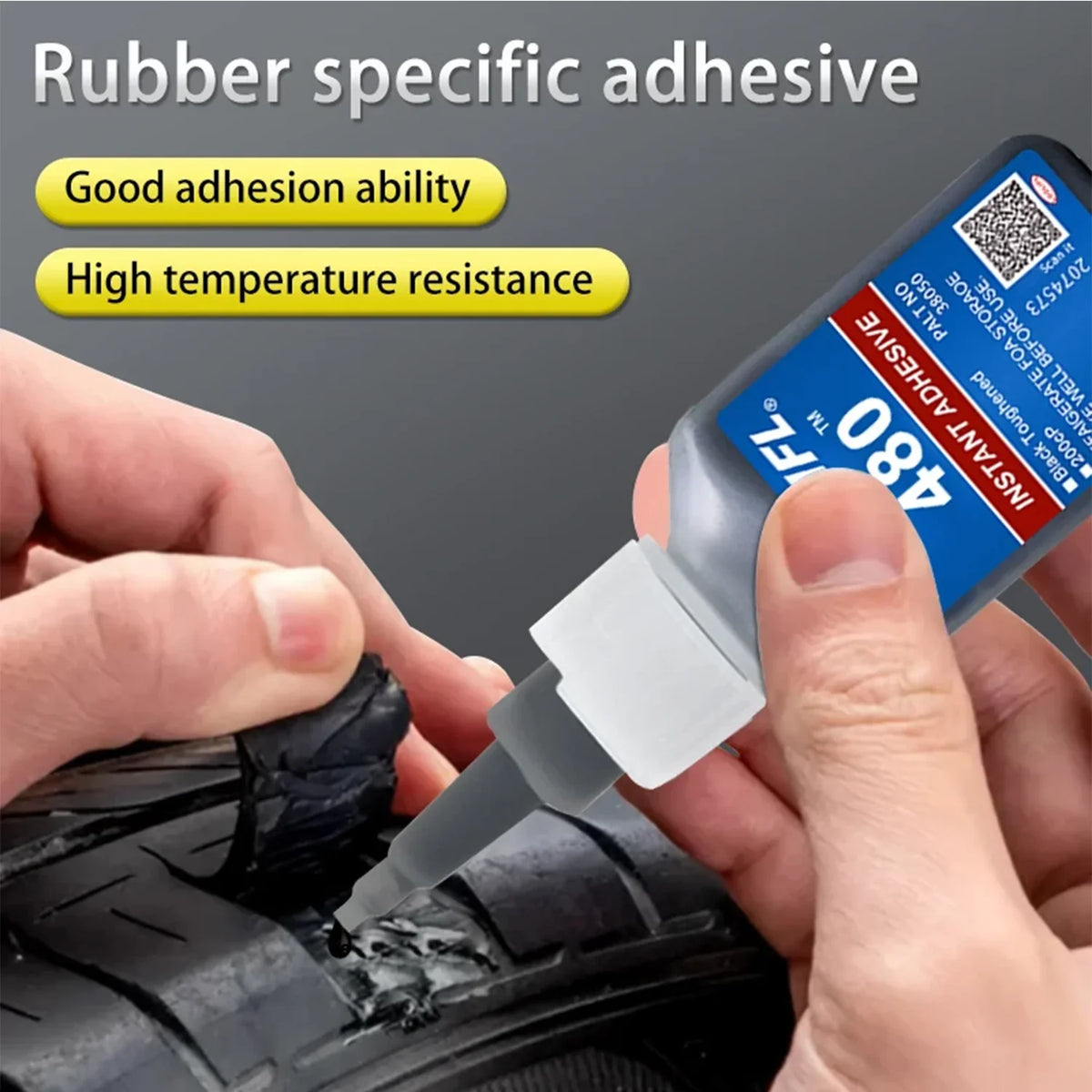 A single 20ml bottle of black cyanoacrylate adhesive with blue and white label for rubber bonding in 1/2/3/5pcs pack