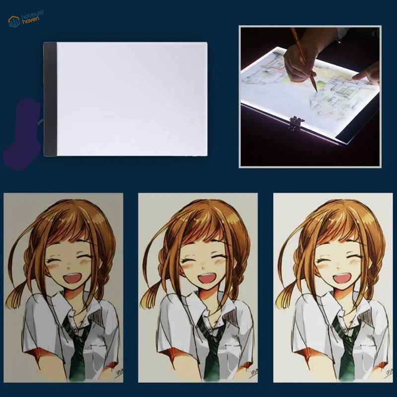 White LED drawing board with black frame and adjustable clasp