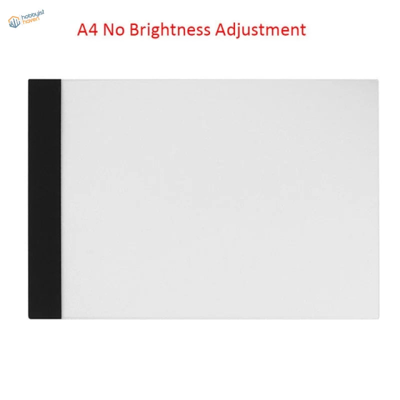 A4 LED drawing board with sleek black frame and translucent white surface
