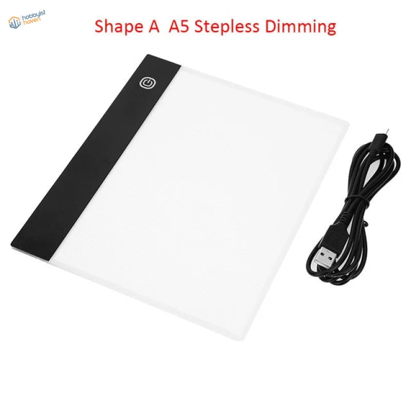 Sleek black A5 stepless dimming LED drawing board with edge power button