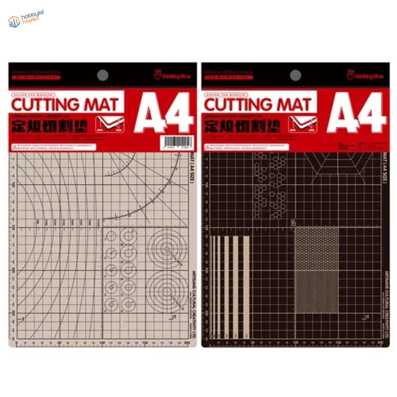 A3/A4 self-healing cutting mats in light gray and dark brown with grid