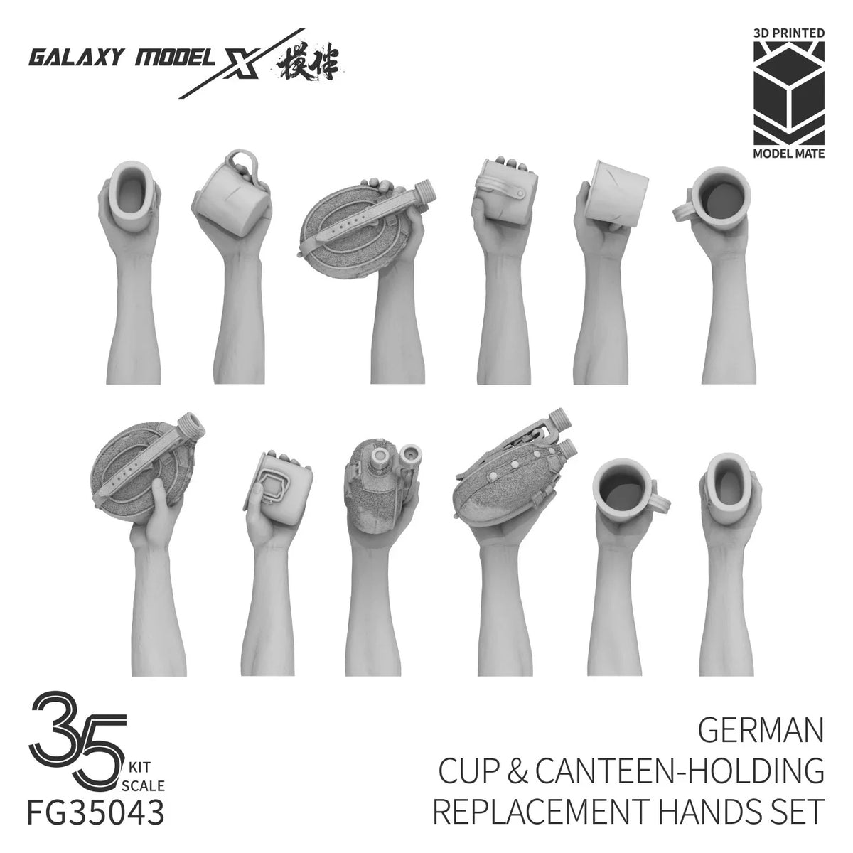 Mains de soldat allemand avec tasse et gourde 1/35