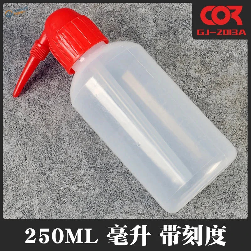 Airbrush cleaning bottle: 250ml clear squeeze with red nozzle cap