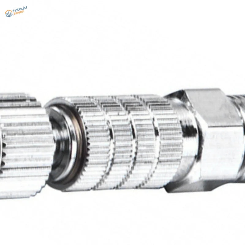Shiny chrome airbrush quick disconnect adapter with threaded ridges