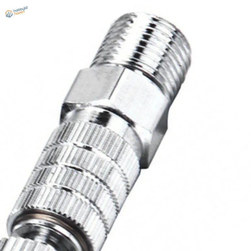 Shiny chrome airbrush quick disconnect adapter with threaded grip fittings