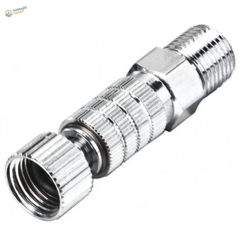 Silver airbrush quick disconnect adapter with hex nut and ridges