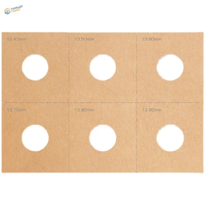 Brown coin sheet with labeled cutouts for airbrush stencils model painting