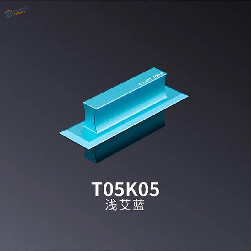 Sleek turquoise aluminum alloy polishing tool with notched edges