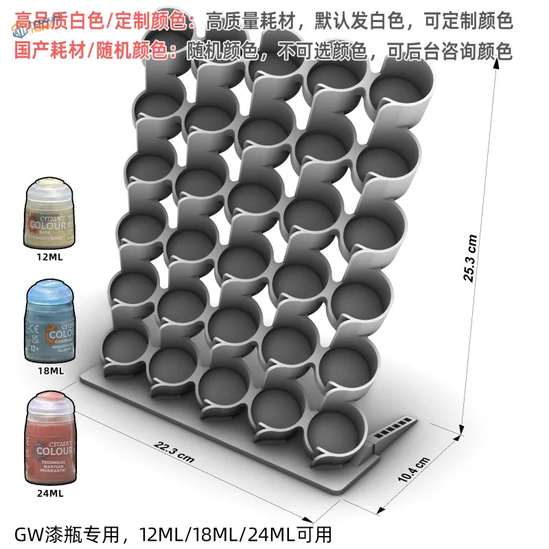 Support de rangement pour bouteilles de peinture inclinées