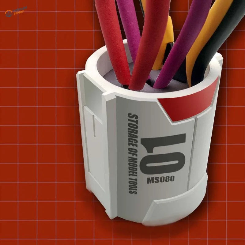 Anti-rust storage for precision hobby tools: white cylindrical organizer