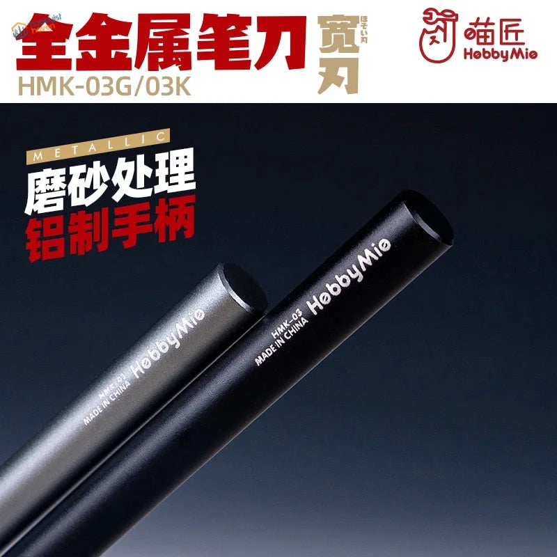 Hebbymie black silver modeling blades with anti slip brushed aluminum handle