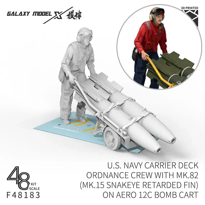 Gray 3d-printed model of a u.s. ordnance crew for galaxy 1/48 navy ordnance crew set