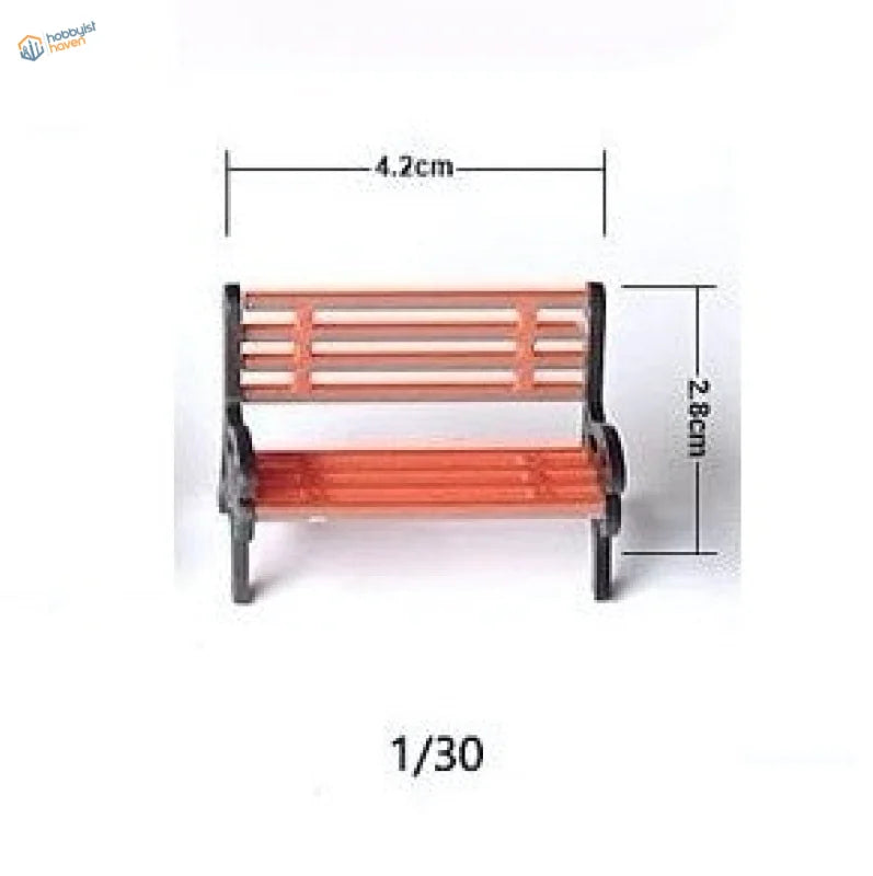 1/30 scale miniature orange black bench for rail transport modeling