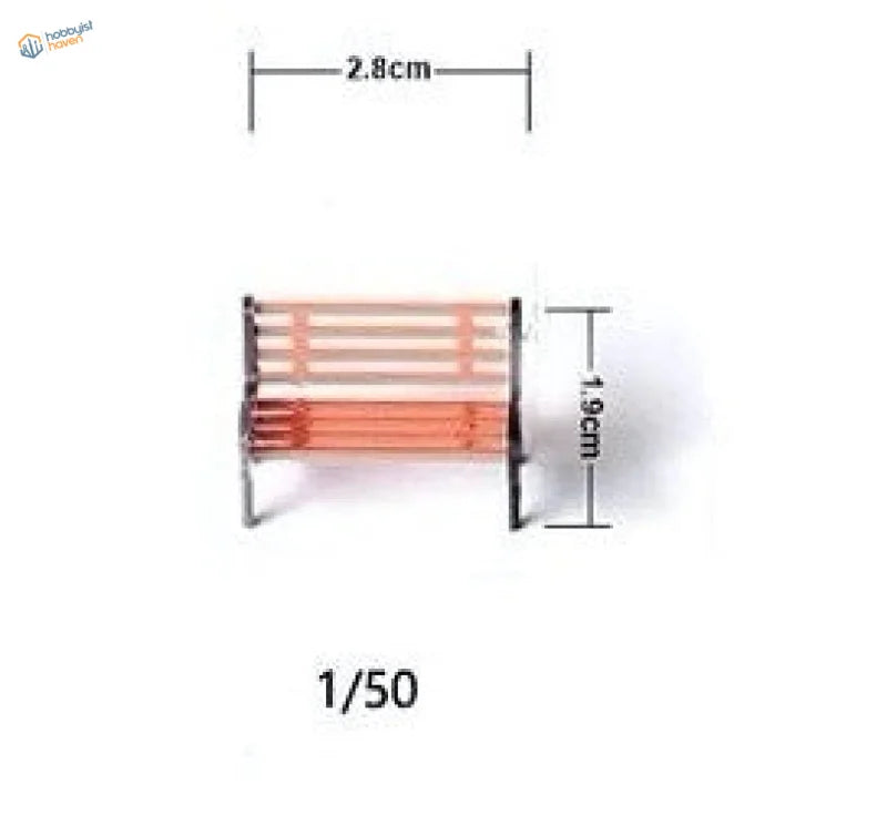 1/50 scale orange white striped bench for rail transport modeling