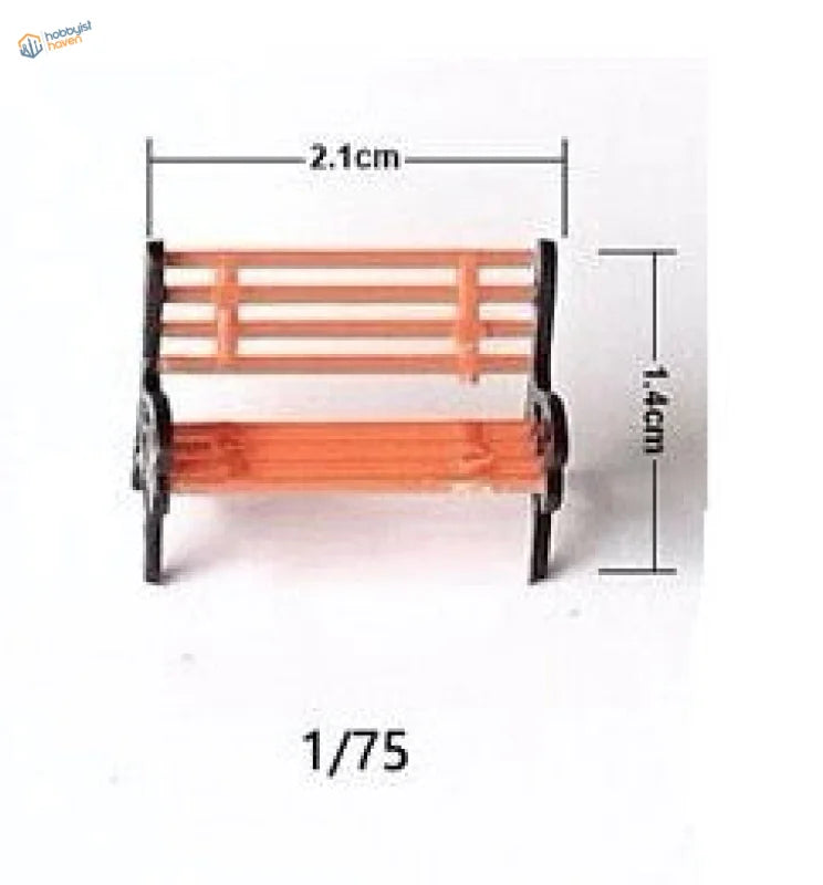 1/75 scale miniature orange black bench for rail transport modeling