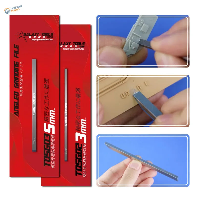 Galaxy bevel sanding stick with 5mm and 3mm angled graving files