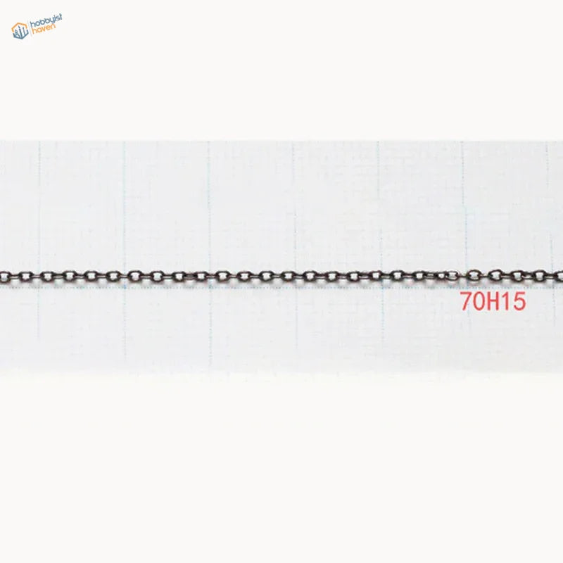 Black metal anchor chain with sleek uniform links designed for model ships as a durable metal anchor chain