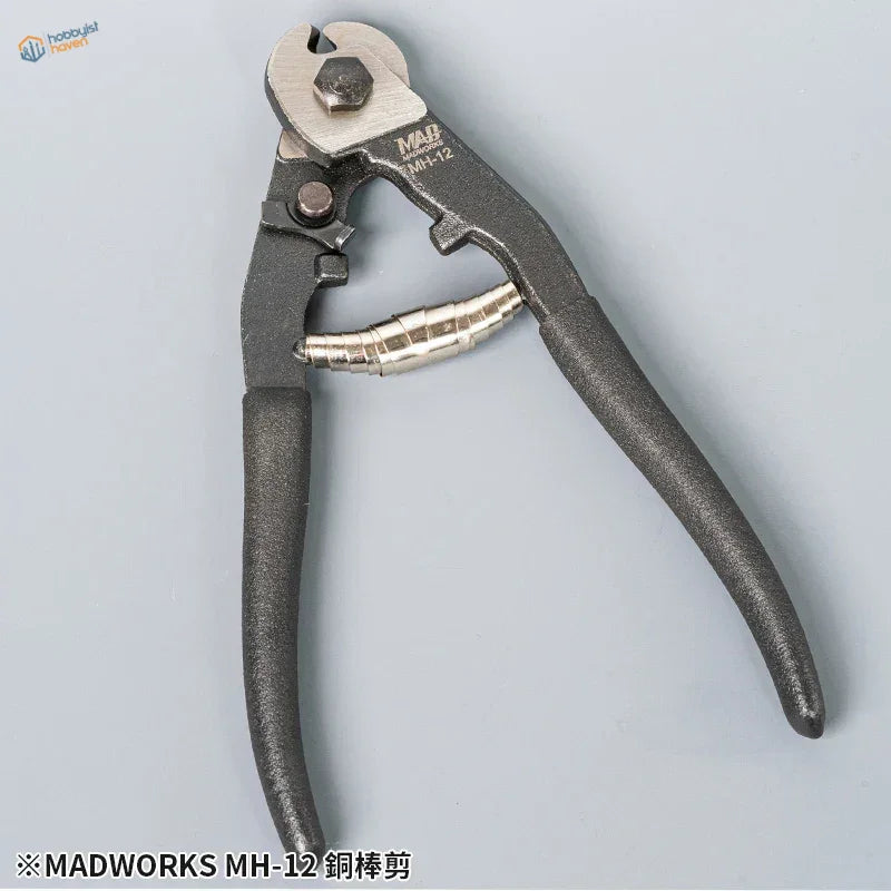 Black-handled copper rod cutter with silver head and Map MH-12 engraving