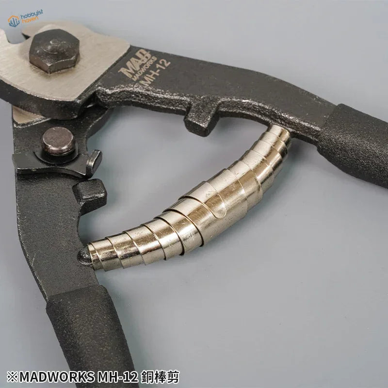 Black-handled Madworks MH-12 brass copper rod cutter with segmented head