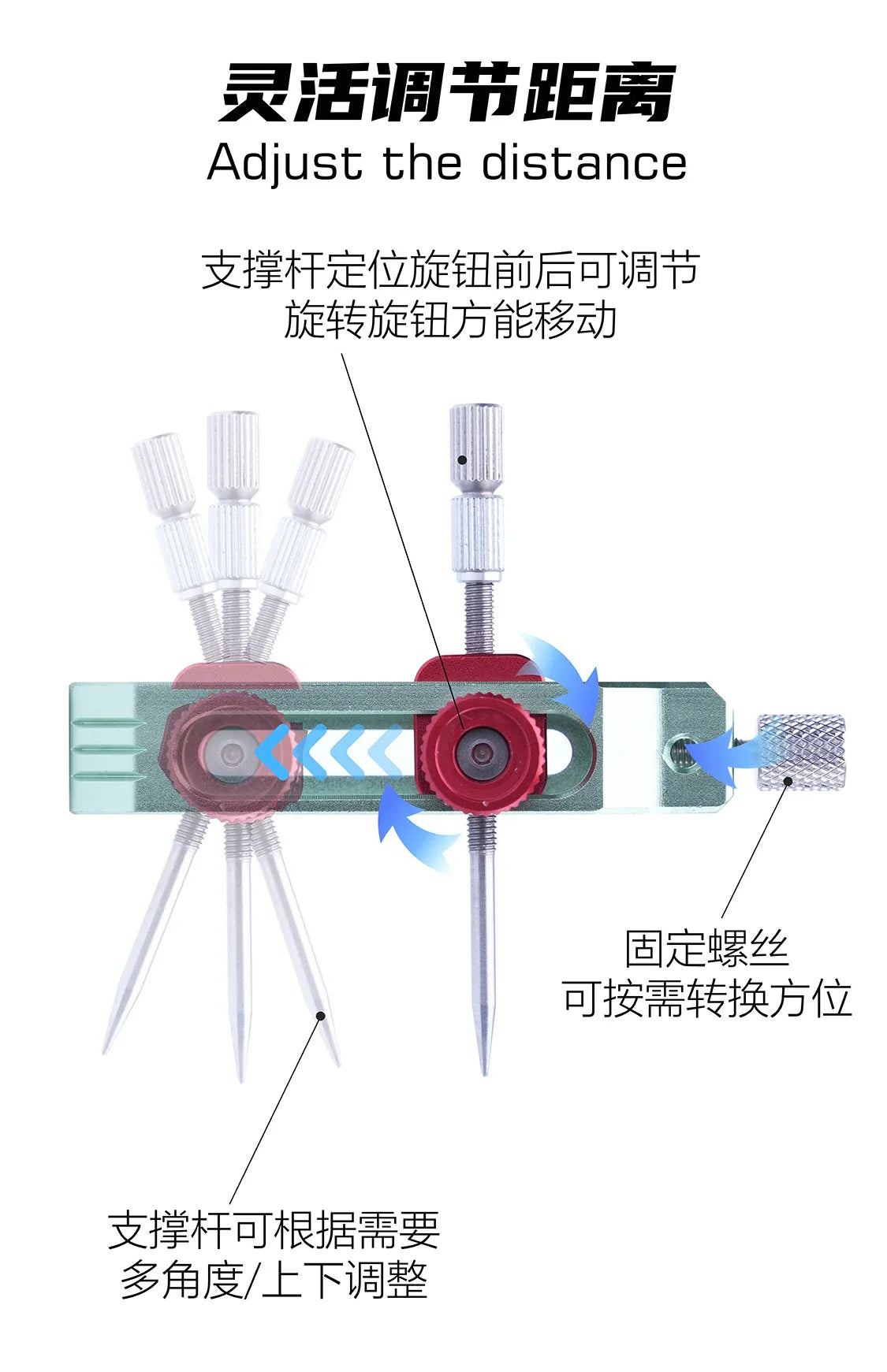 Manwah symmetrical scribing guide tool with transparent body, red knobs, and metallic pins for precise symmetrical scribing