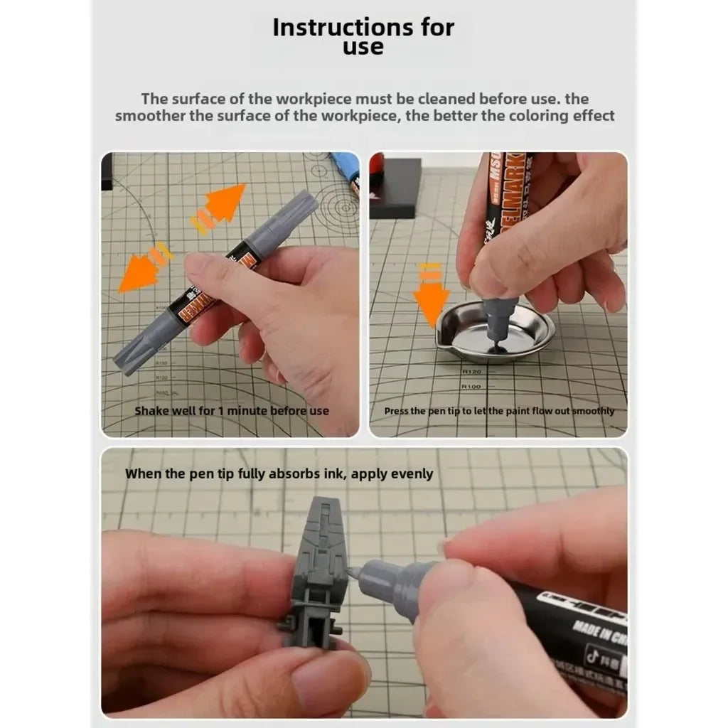 12pcs double-headed gray marker pen for precise small details on plastic models