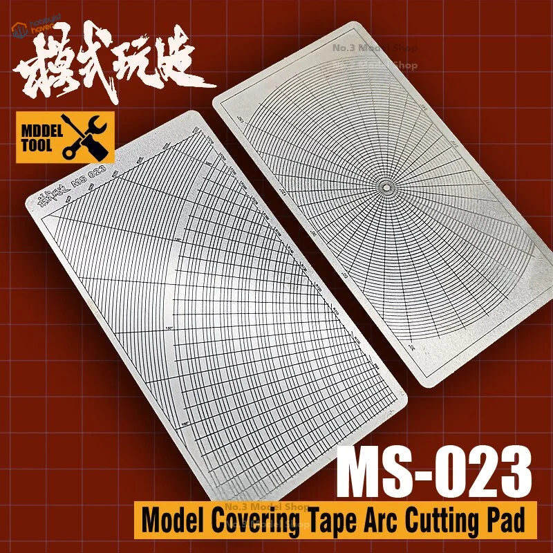 Silver metallic arc cutting pad with grid for scale modeling tools
