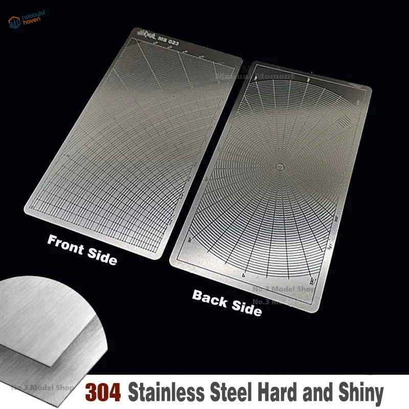 Silver 304 stainless steel scale modeling templates with engraved grids