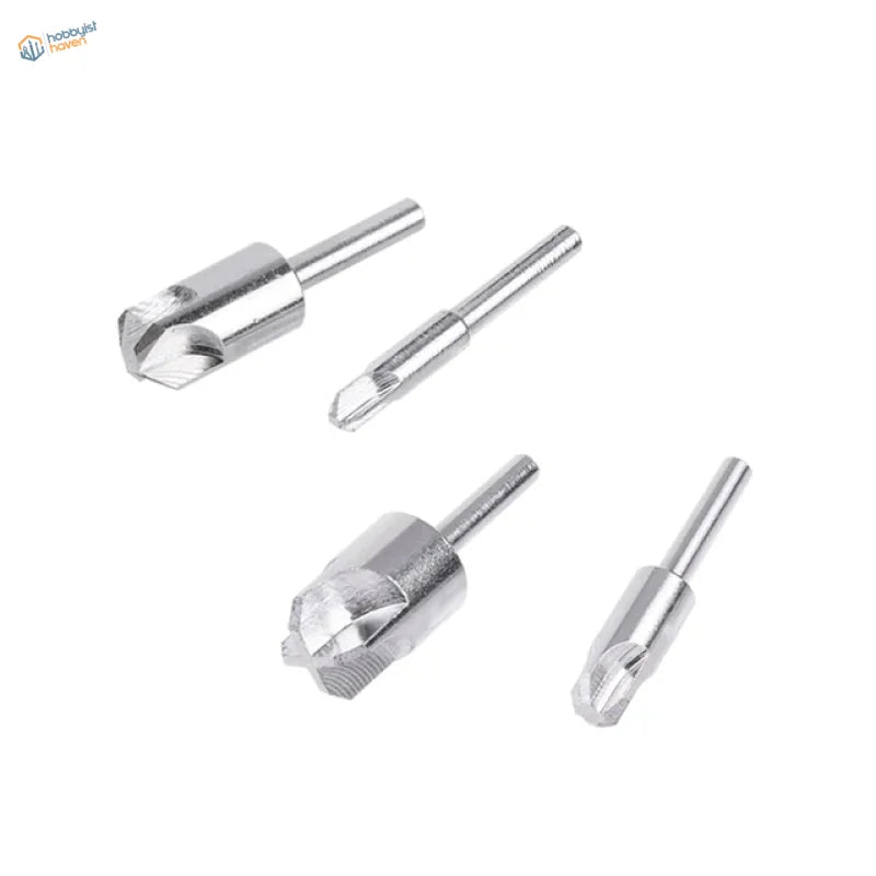 Set of four precision circular chamfering tool drill bits