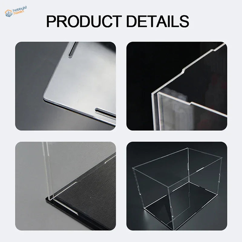 Clear acrylic display case with sleek minimalist design
