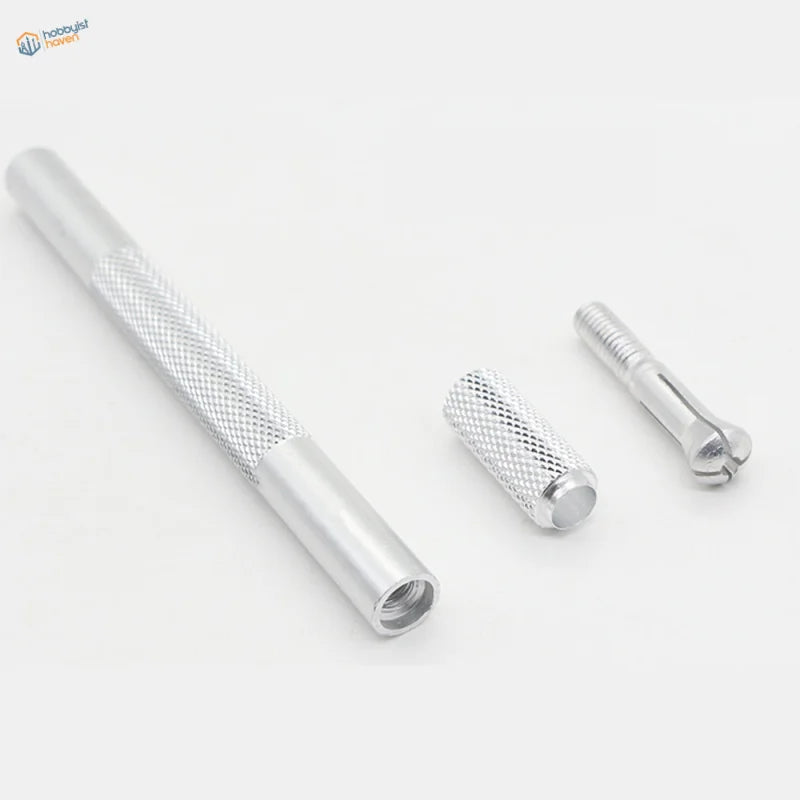 Silver colorful aluminum knife with textured grip, threaded end, cap and screw