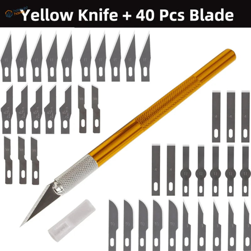 Yellow-handled colorful aluminum knife from modeling cutting knife sets