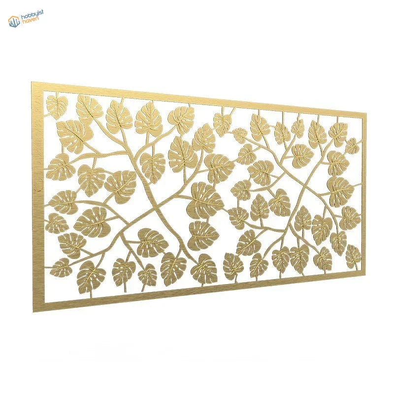 Cormake 1/35 PE plant leaves gold-toned metal wall art with monstera design