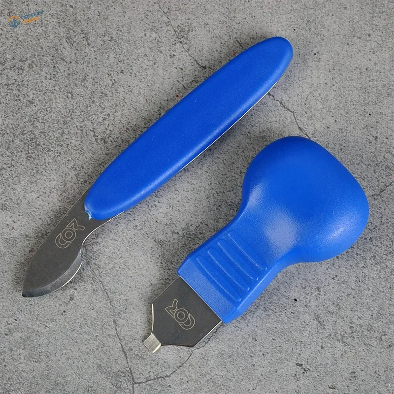 Cormake parts separators: blue-handled Cox jeweler’s tools with curved blade