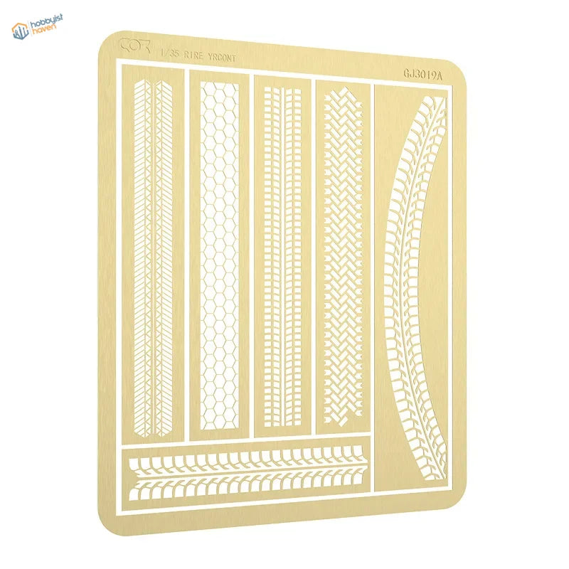 Cormake scenery effects stencils with gold tire tread tiny details