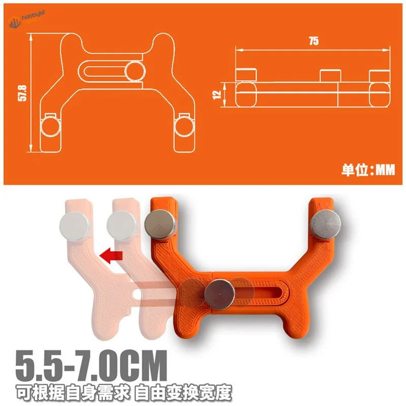 Orange plastic adjustable phone stand for curved surface sanding tool