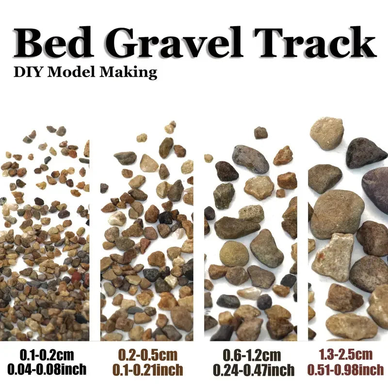 4 sizes ballast gravel rocks for DIY model making, natural river stones