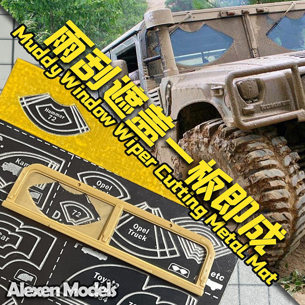 Gold 1/72 Hummer wiper frame stencil for vehicle windows, windshield wipers