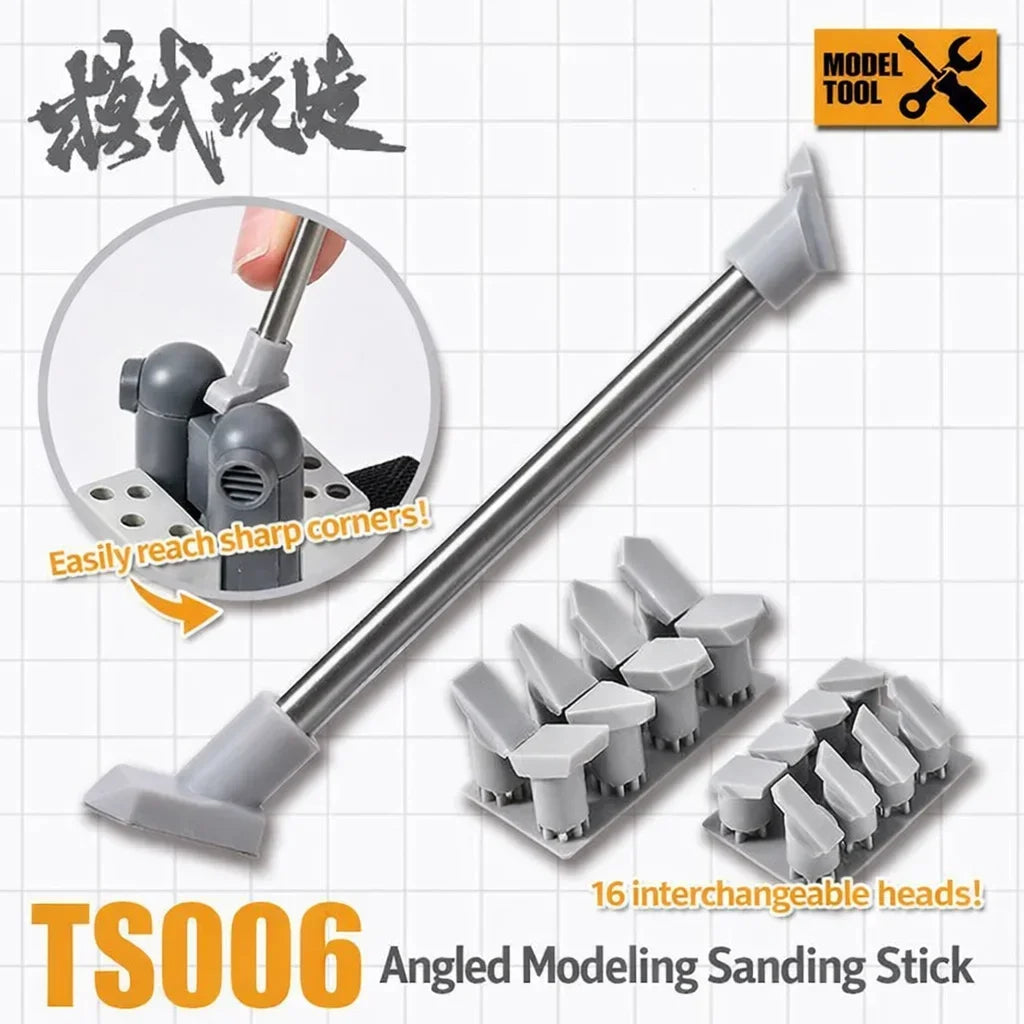 Mo Shi Tools TS006 angled modeling sanding stick with 16 interchangeable heads