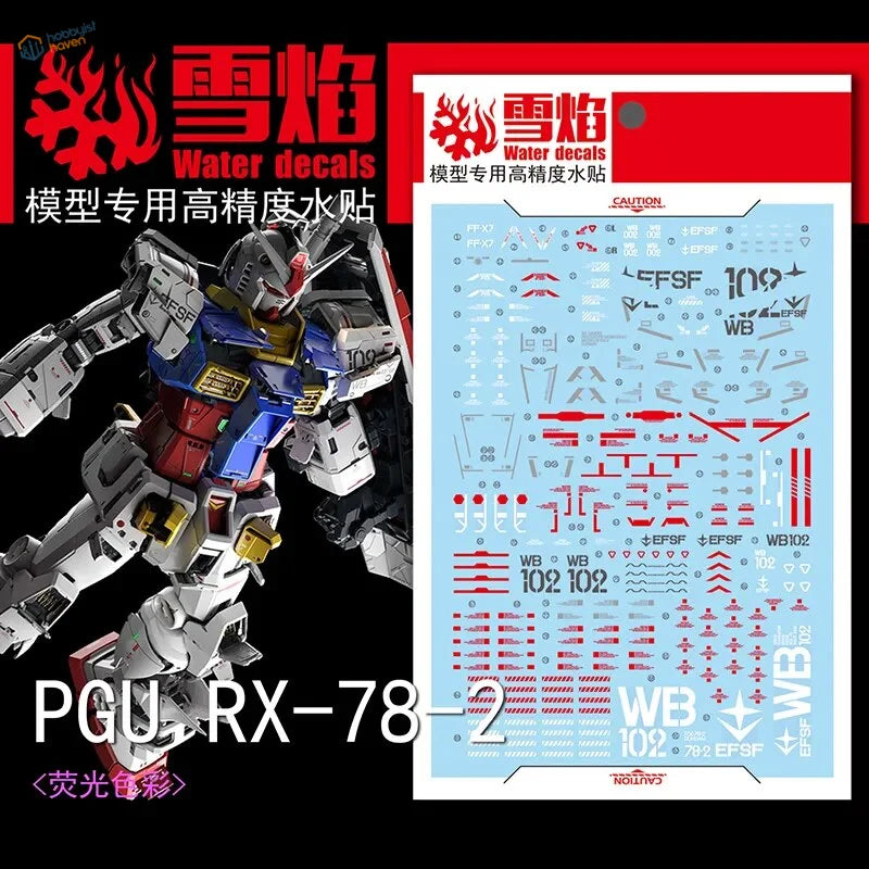 PG RX-78-2 water decal sheet for 1/60 scale modeling, red white details