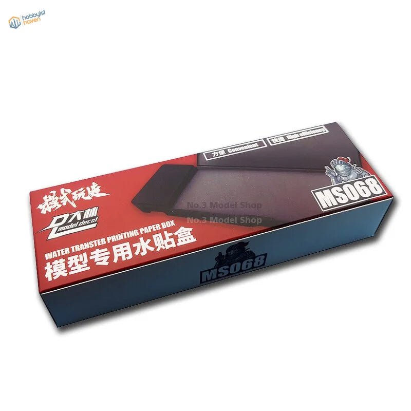 Red black MS068 water transfer printing paper box in decal tray toolbox