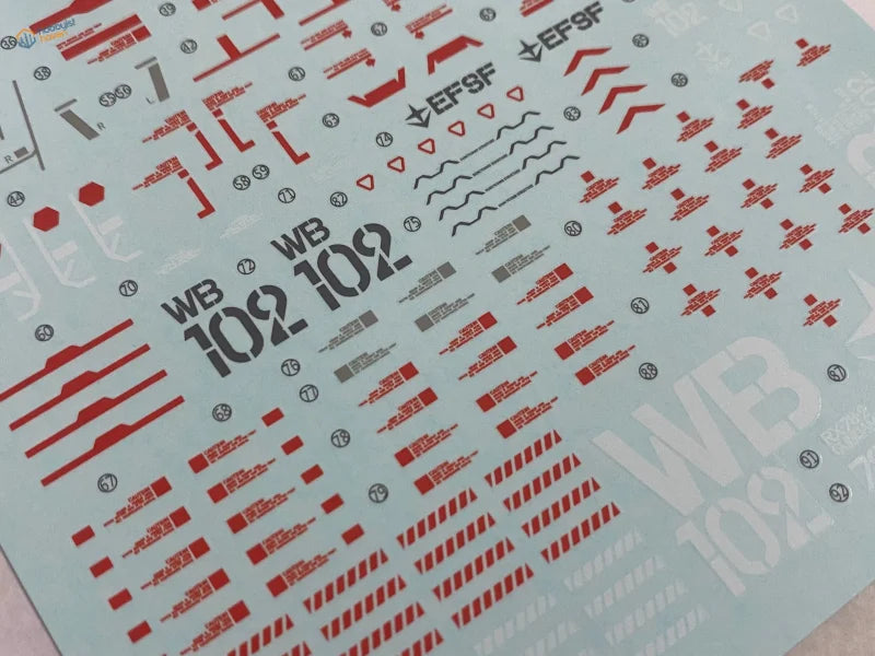 Red gray RX-78-2 decals sheet with EFSF insignia for 1/60 scale modeling