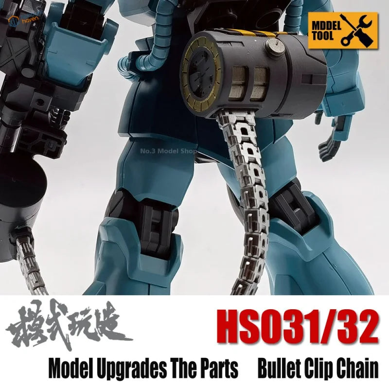 Detailing parts bullet clip chain in silver black for Gunplas model kits