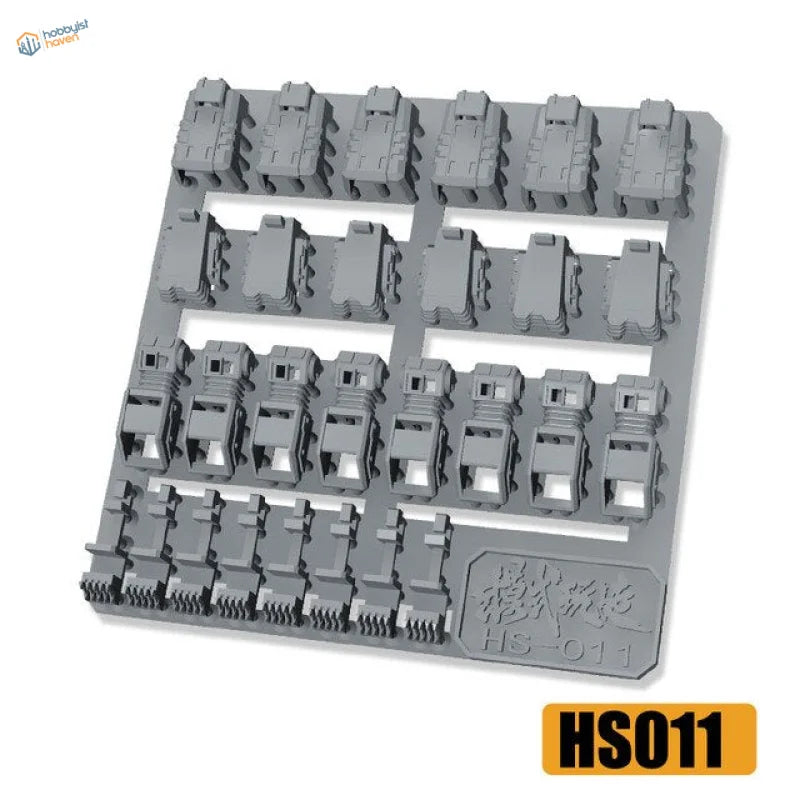 Gray plastic tray of detailing parts for Gunplas scale modeling tools