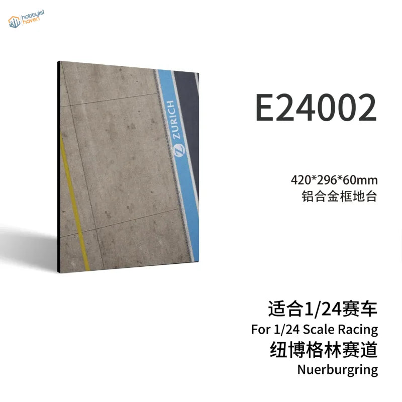 Aluminum alloy frame display base with realistic Nurburgring track and Zurich markings