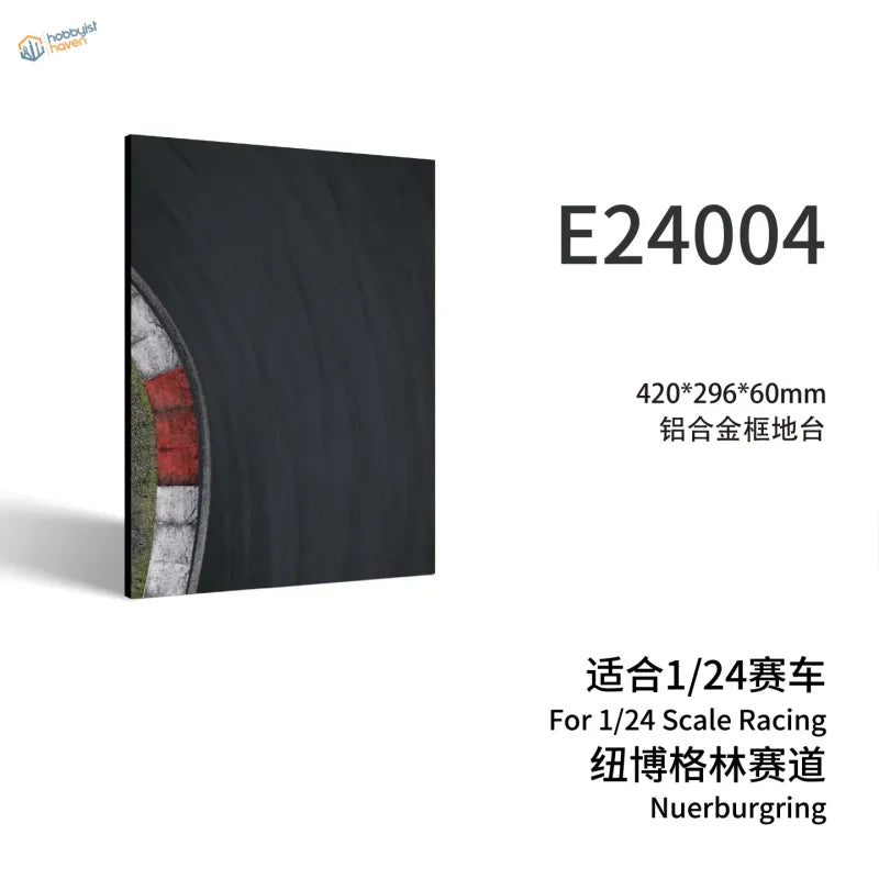 Black aluminum alloy frame display base with realistic curved racing track