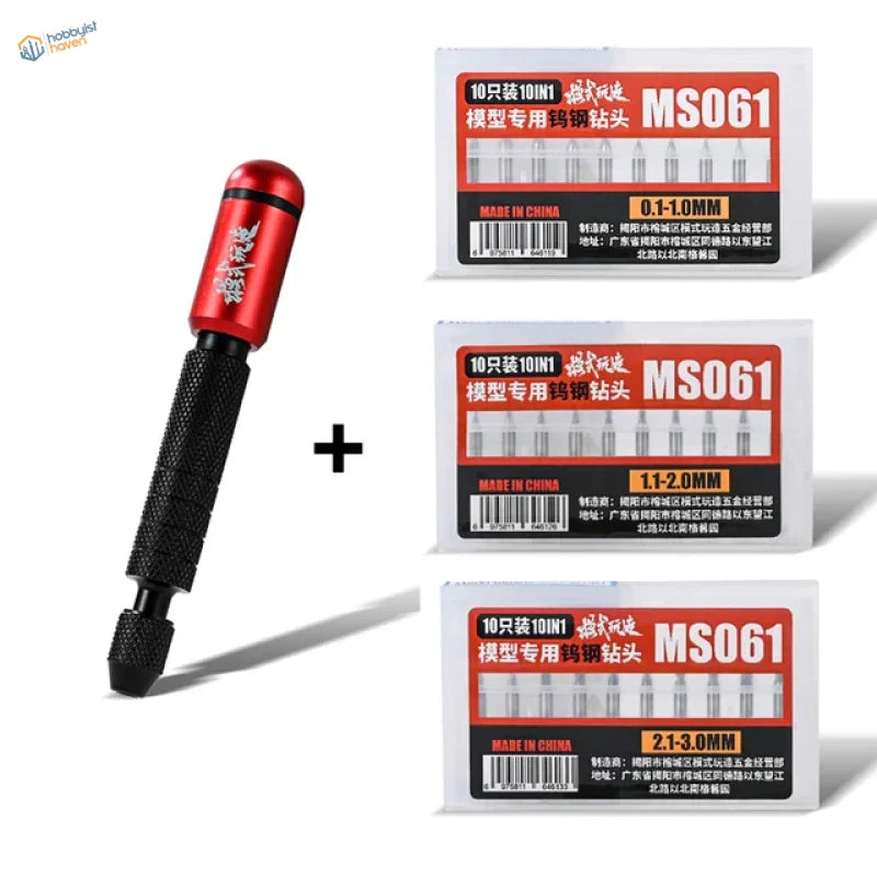 Red black model-specific double bearing hand drill bit with textured grip